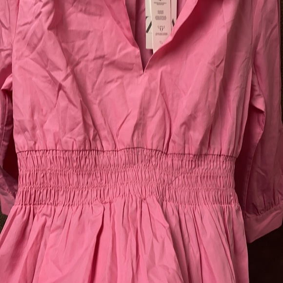 🔥🔥🔥NEW Zara Pink Waisted Cotton Dress - Picture 11 of 15